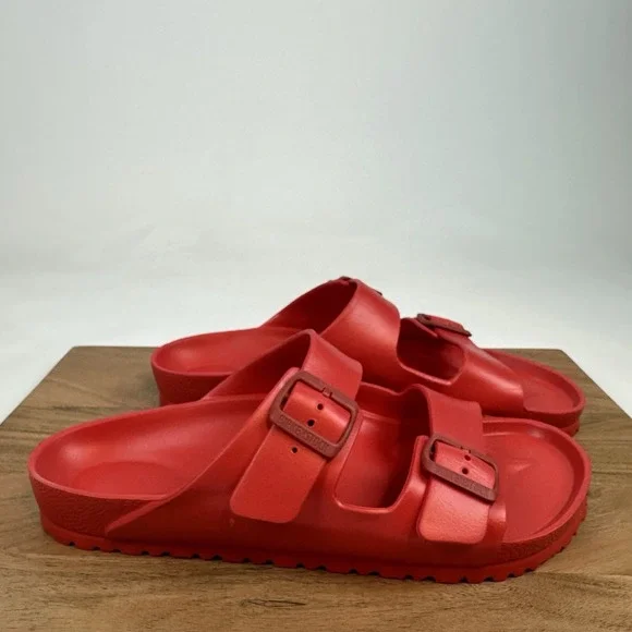 New Mens Birkenstock Arizona Waterproof Slide Sandals Red EU 45 Reg US 12/12.5 - Picture 4 of 8